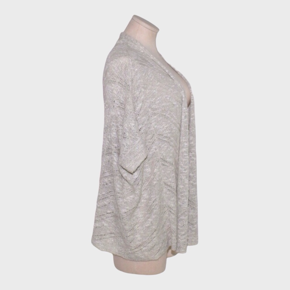 Eileen Fisher Karma Ripple Linen Blend Open Knit Cardigan - Picture 2 of 6